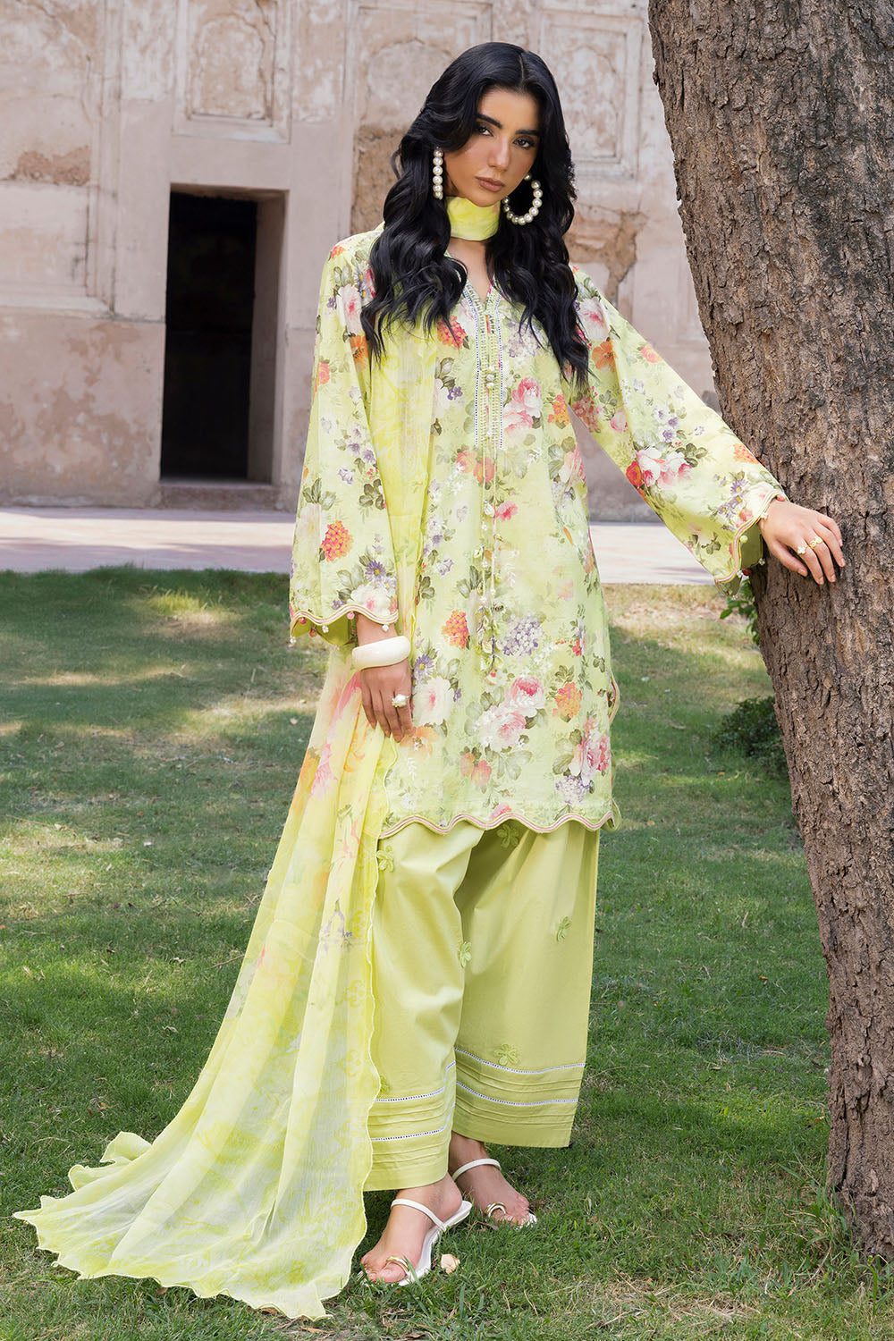 Gul ahmed 3 piece embroidered printed lawn suit with printed chiffon dupatta Gul Ahmed 3 Piece Embroidered Printed Lawn Suit with Printed Chiffon Dupatta