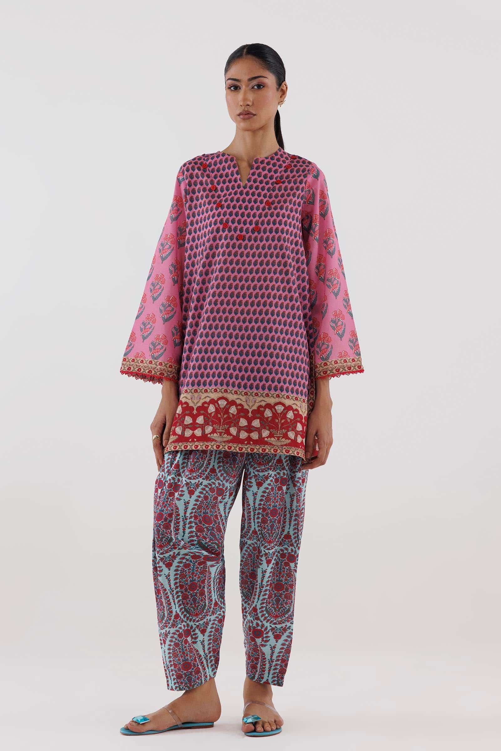 Sana safinaz stitched printed fancy dobby shirt+ shalwar Sana Safinaz Stitched Printed Fancy Dobby Shirt+ Shalwar