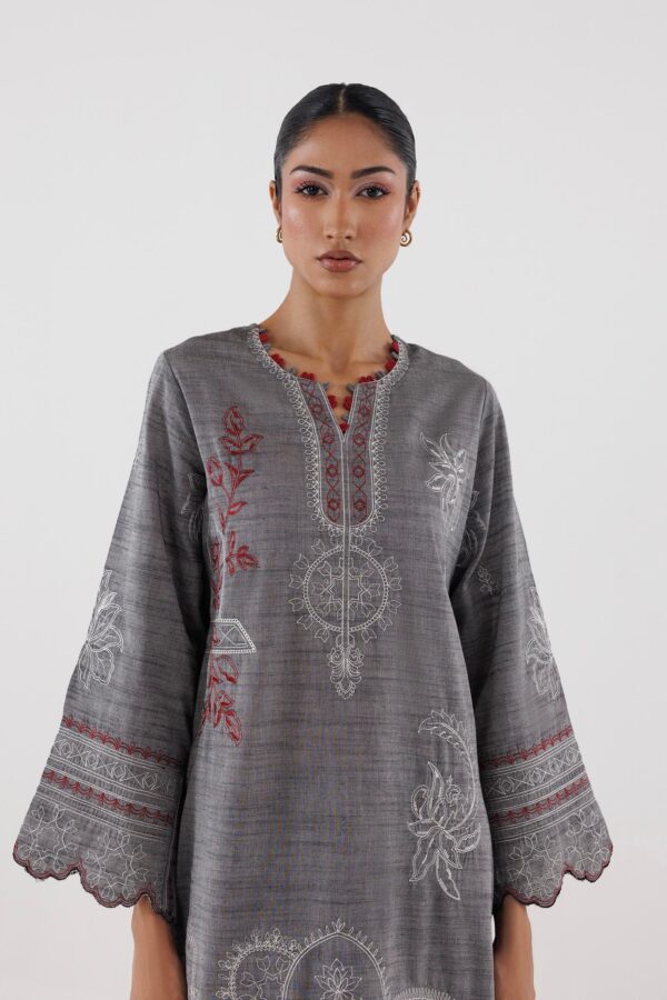 Sana Safinaz Stitched Embroidered Chambray Shirt+ Culotte– SS26ESE357P2T 3