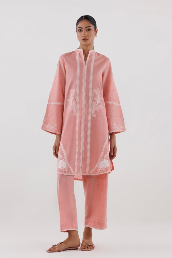 Sana Safinaz Stitched Embroidered Chambray Shirt+ Culotte Sana Safinaz Stitched Embroidered Chambray Shirt+ Culotte