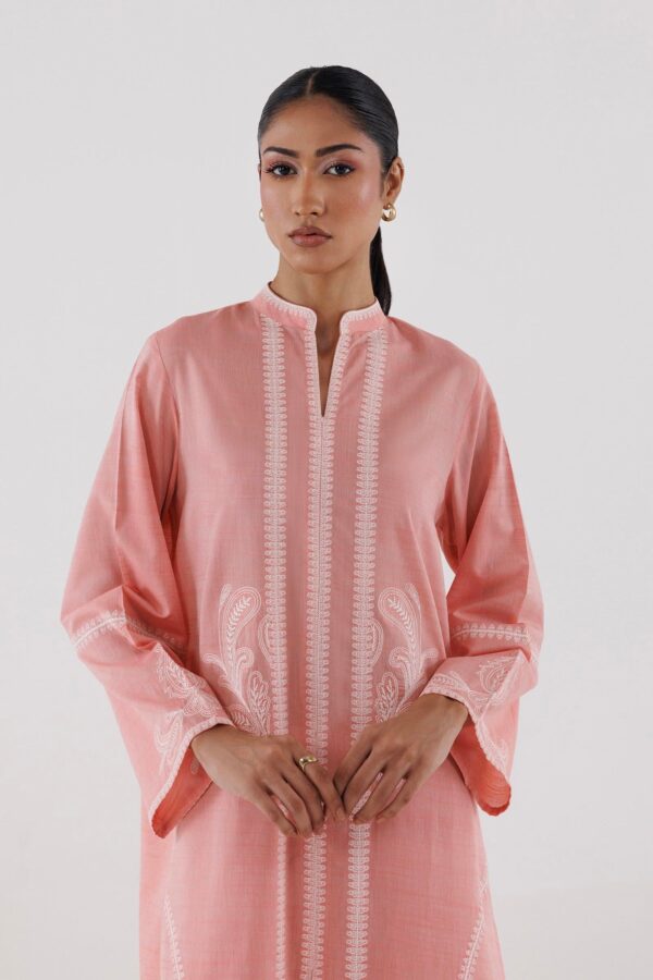 Sana Safinaz Stitched Embroidered Chambray Shirt+ Culotte– SS26ESE358P2T 3