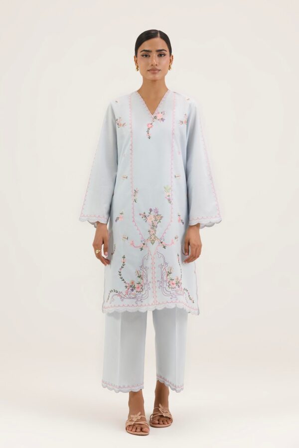 Sana Safinaz Stitched Embroidered Lawn Shirt+ Culotte– SS26ESE381P2T 1