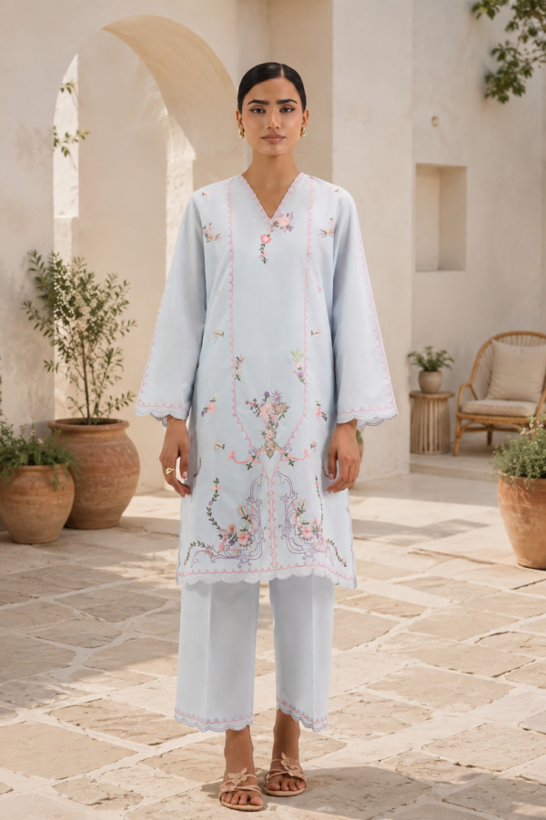 Sana Safinaz Stitched Embroidered Lawn Shirt+ Culotte