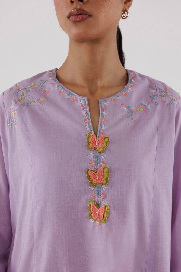 Sana Safinaz Stitched Embroidered Lawn Shirt+ Culotte– SS26ESE408P2T 3-5