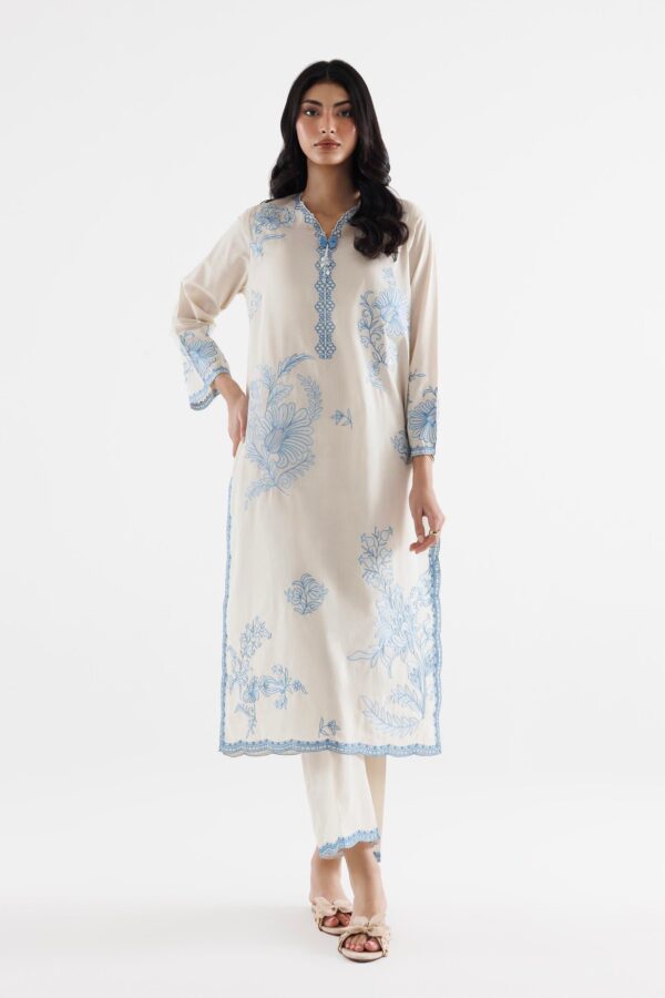 Sana Safinaz Stitched Embroidered Slub Lawn Shirt+ Culotte Sana Safinaz Stitched Embroidered Slub Lawn Shirt+ Culotte