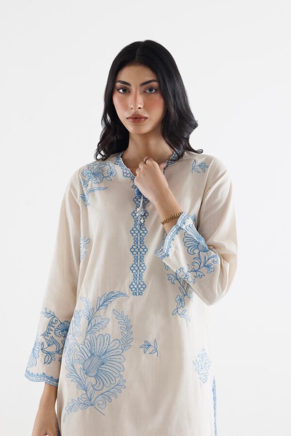 Sana Safinaz Stitched Embroidered Slub Lawn Shirt+ Culotte– SS26ESE419P2T 3-6