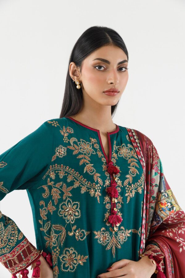 Sana Safinaz Stitched Embroidered Raw Silk Suit– SS26SGE412P3 3