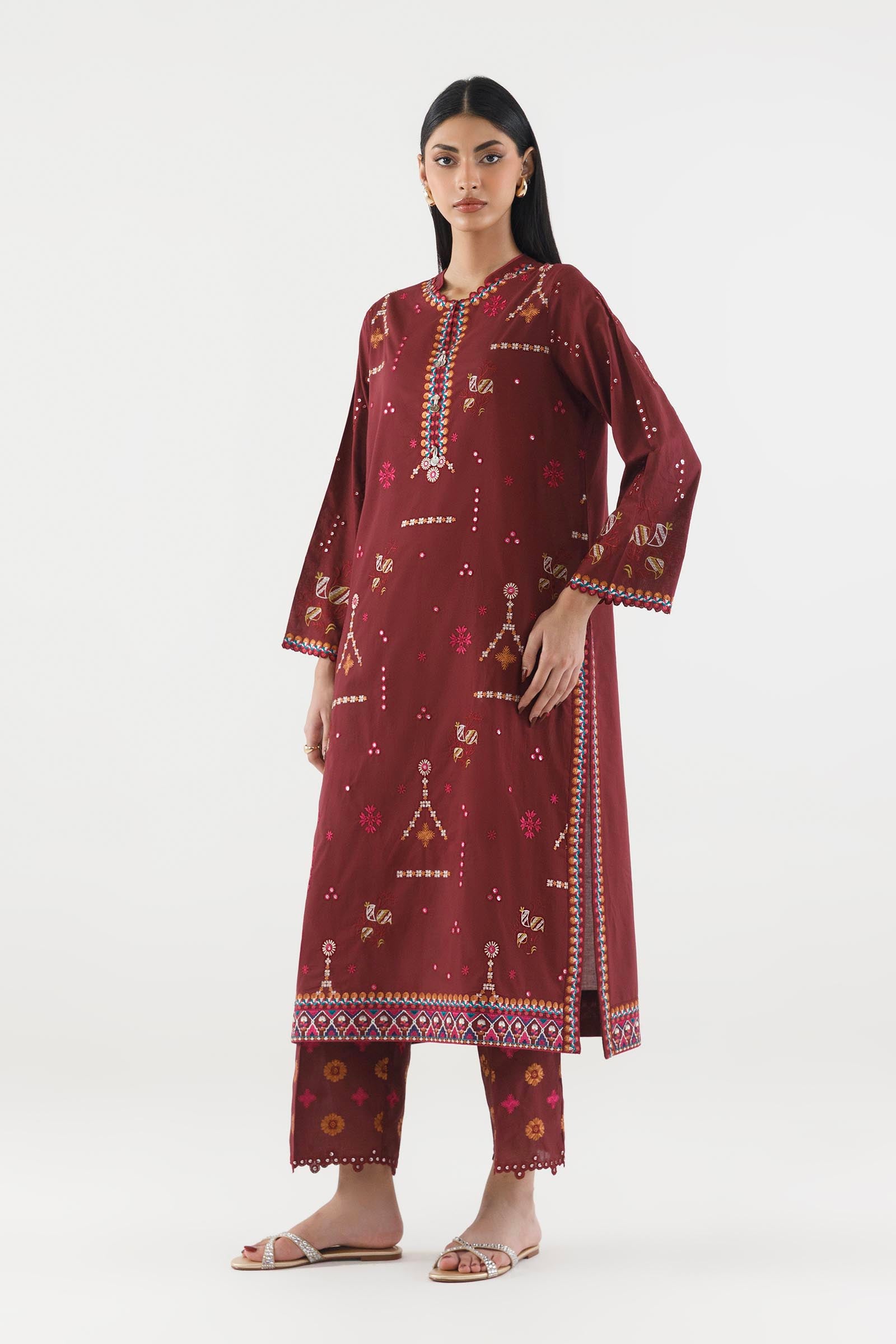 Sana safinaz stitched embroidered lawn shirt+ culotte Sana Safinaz Stitched Embroidered Lawn Shirt+ Culotte