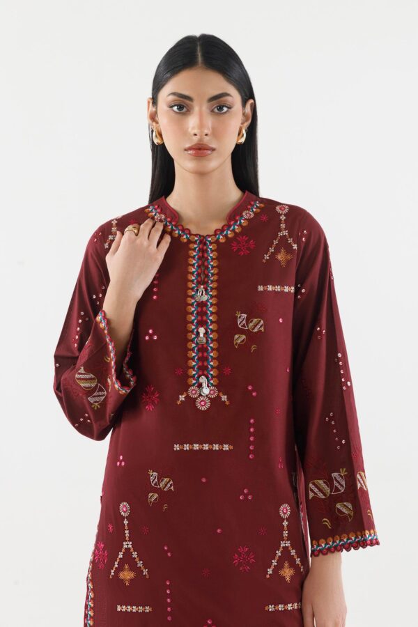 Sana Safinaz Stitched Embroidered Lawn Shirt+ Culotte– SS26SGE471P2T 3