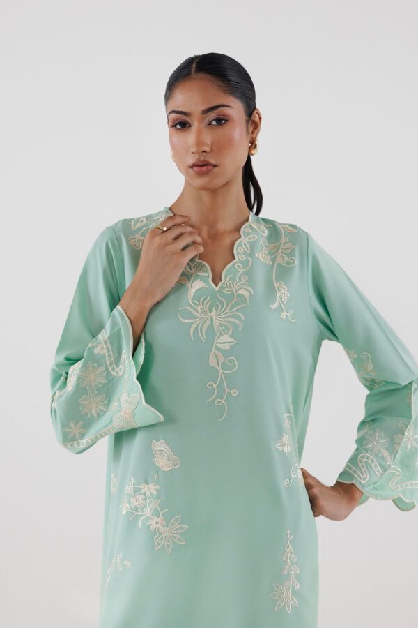 Sana Safinaz Stitched Embroidered Raw Silk Shirt+ Culotte– SS26SGE472P2T 3