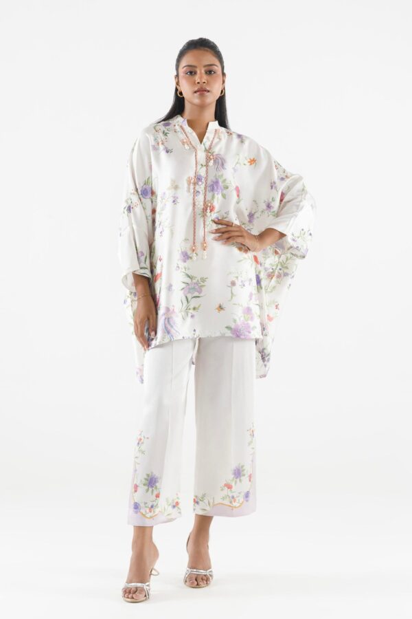 Sana Safinaz Stitched Printed Satin Shirt+ Culotte Sana Safinaz Stitched Printed Satin Shirt+ Culotte