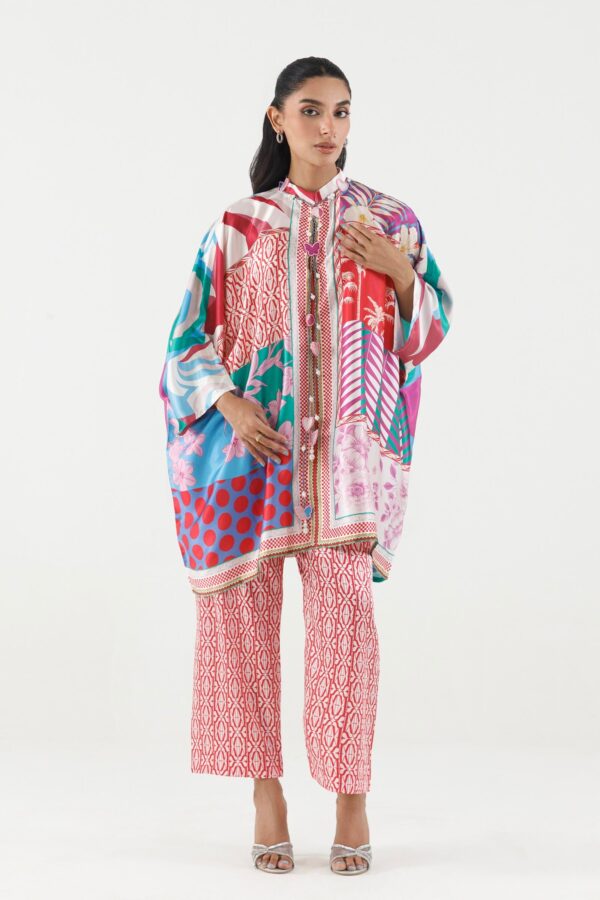 Sana Safinaz Stitched Printed Satin Shirt+ Culotte Sana Safinaz Stitched Printed Satin Shirt+ Culotte