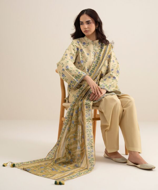 Sapphire Women's Unstitched Lawn Printed Lime Yellow 3 Piece Suit – U3PDDS26V610