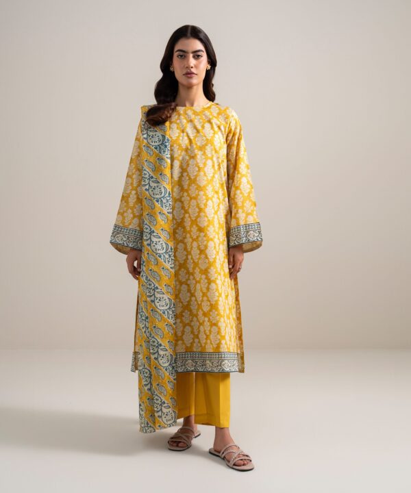 Sapphire Women's Unstitched Lawn Printed Mustard Yellow 3 Piece Suit – U3PDDS26V669