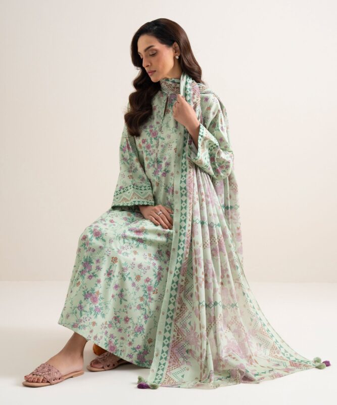 Sapphire Women's Unstitched Cotton Printed Green 3 Piece Suit – U3PDDS26V714