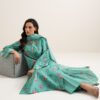 Sapphire Women's Unstitched Cotton Printed Green 3 Piece Suit – U3PDDS26V715