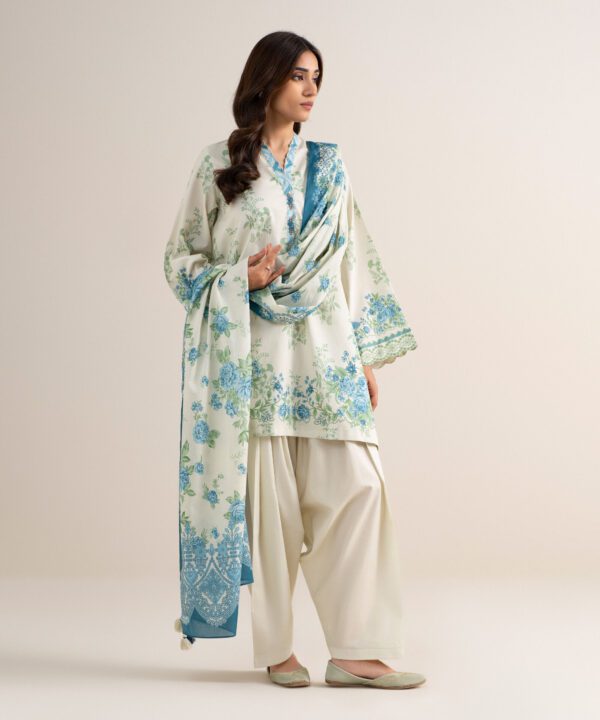 Sapphire Women's Unstitched Lawn Printed Off White 3 Piece Suit – U3PDDS26V719
