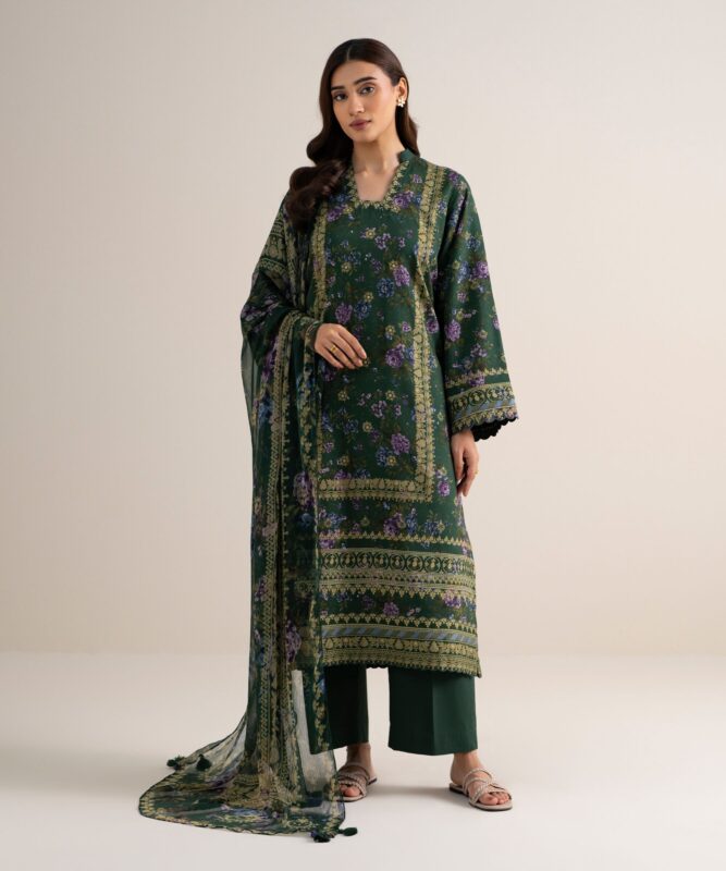 Sapphire Women's Unstitched Arabic Lawn Printed Green – U3PDDS26V726