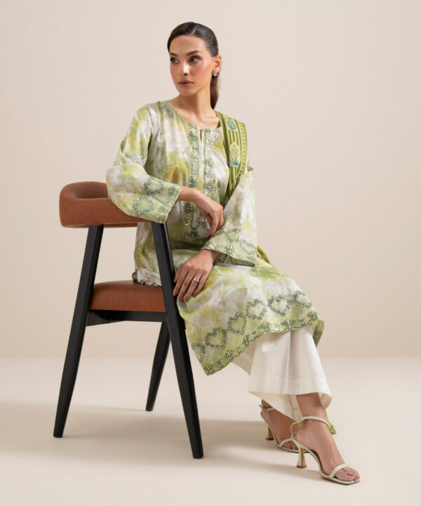 Sapphire Women's Unstitched Lawn Embroidered Green and White  3 Piece Suit – U3PDYS26V698
