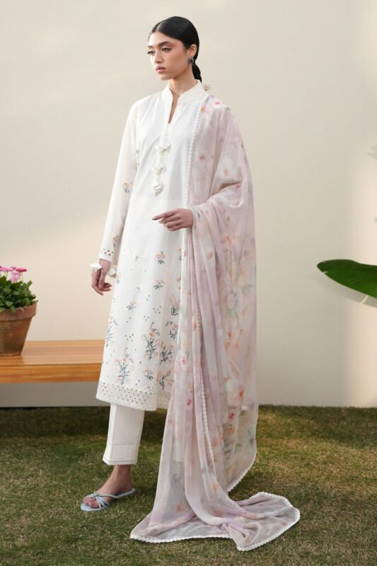 Cross Stitch PRISTINE IVORY-3PC EMBROIDERED LAWN SUIT