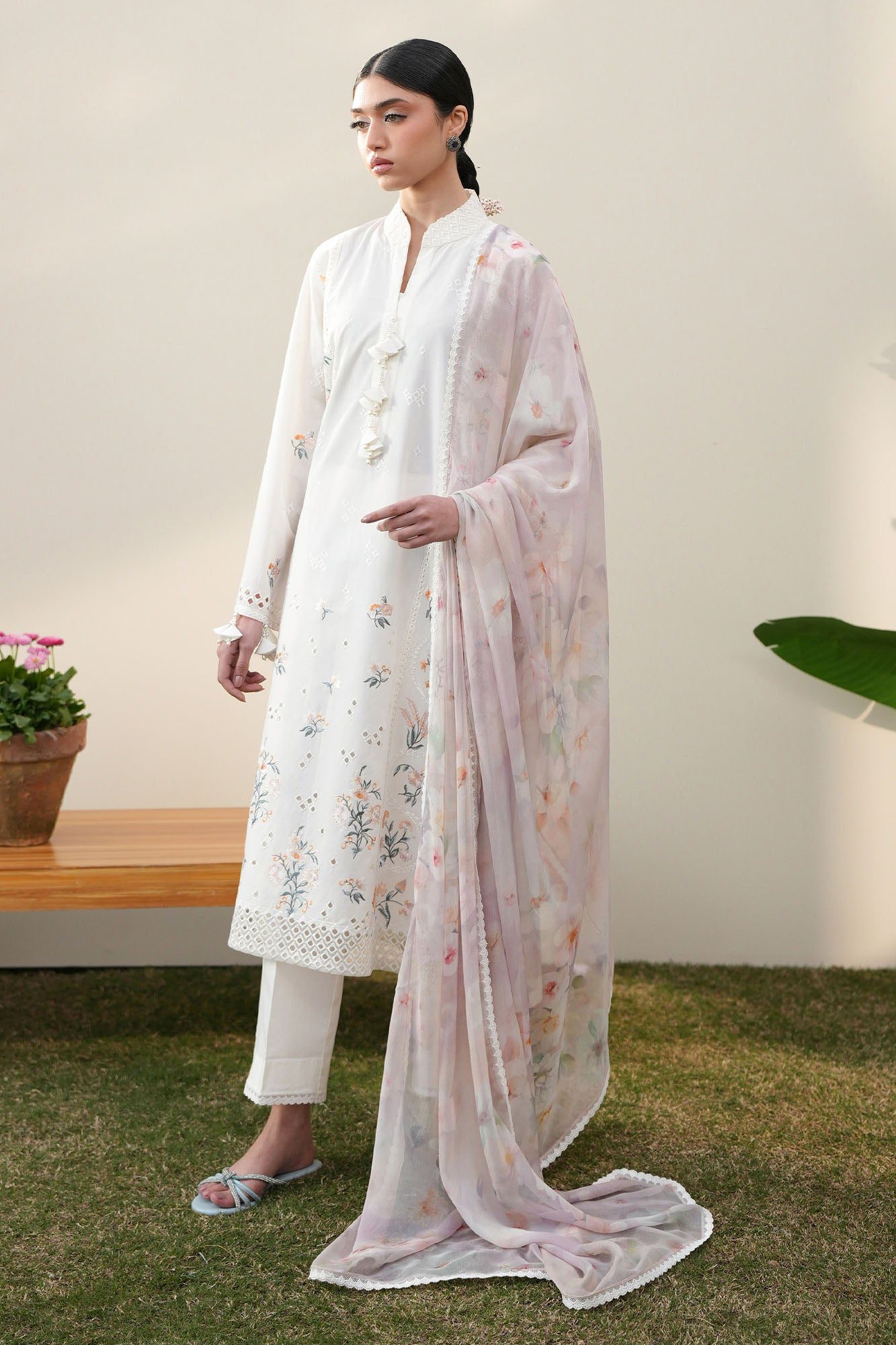 Cross stitch pristine ivory-3pc embroidered lawn suit Cross Stitch PRISTINE IVORY-3PC EMBROIDERED LAWN SUIT