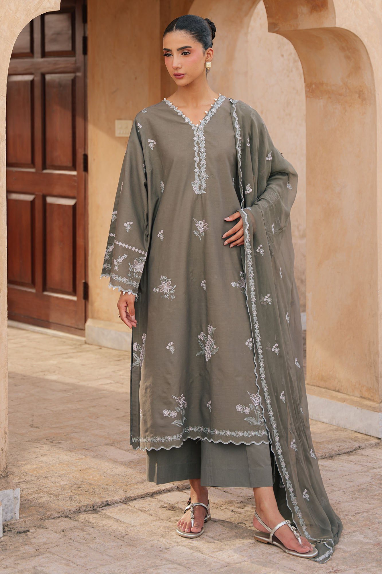 Cross stitch olivine bloom-3pc embroidered lawn suit Cross Stitch OLIVINE BLOOM-3PC EMBROIDERED LAWN SUIT