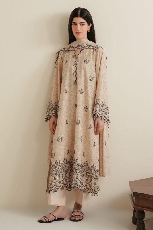 Cross Stitch IVORY NOIR-3PC EMBROIDERED LAWN SUIT