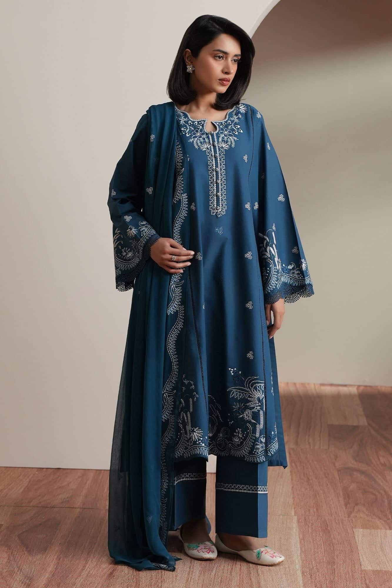 Cross stitch sapphire garden-3pc embroidered lawn suit Cross Stitch SAPPHIRE GARDEN-3PC EMBROIDERED LAWN SUIT