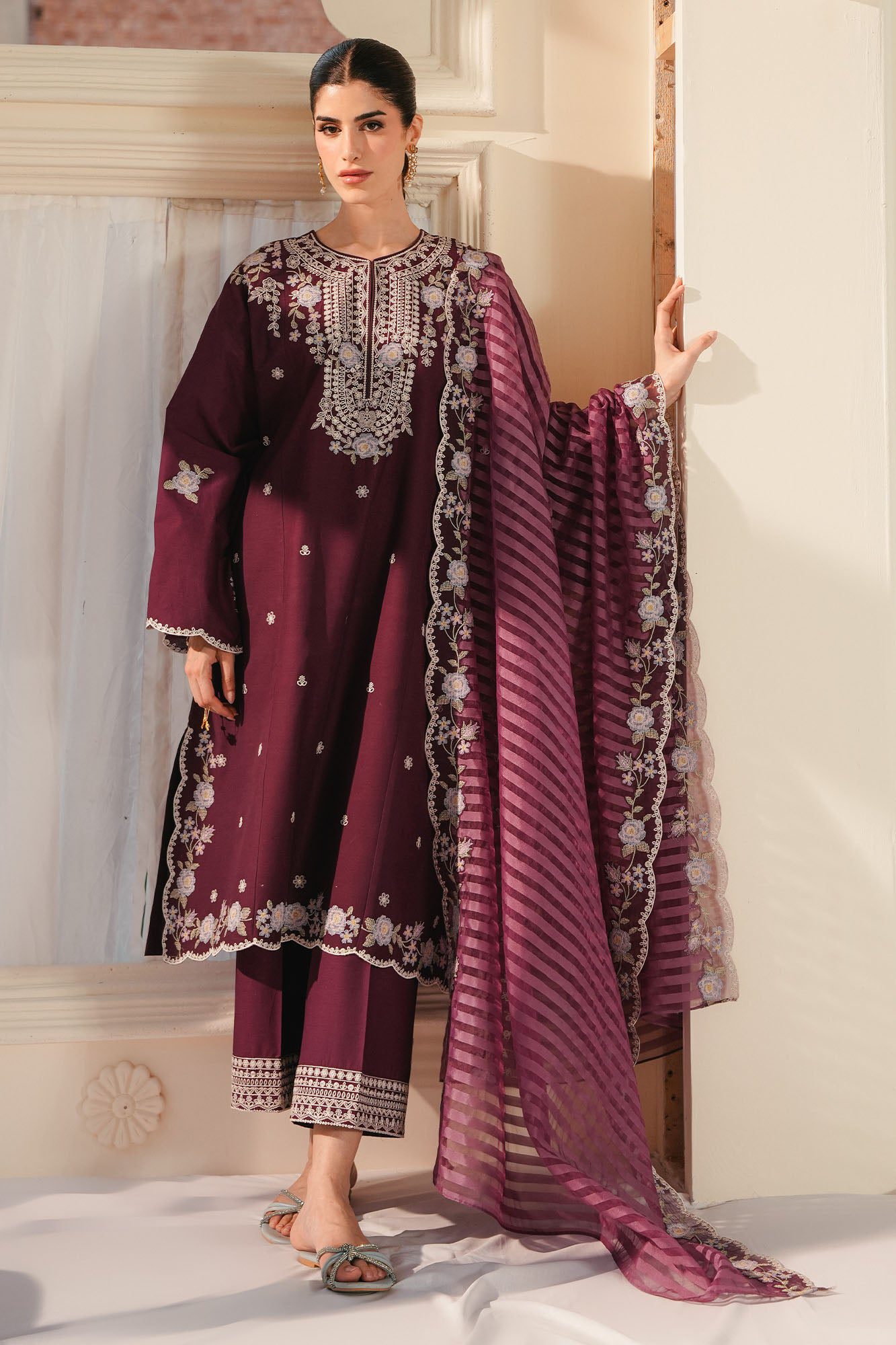 Cross stitch berry mist-3pc embroidered lawn suit Cross Stitch BERRY MIST-3PC EMBROIDERED LAWN SUIT