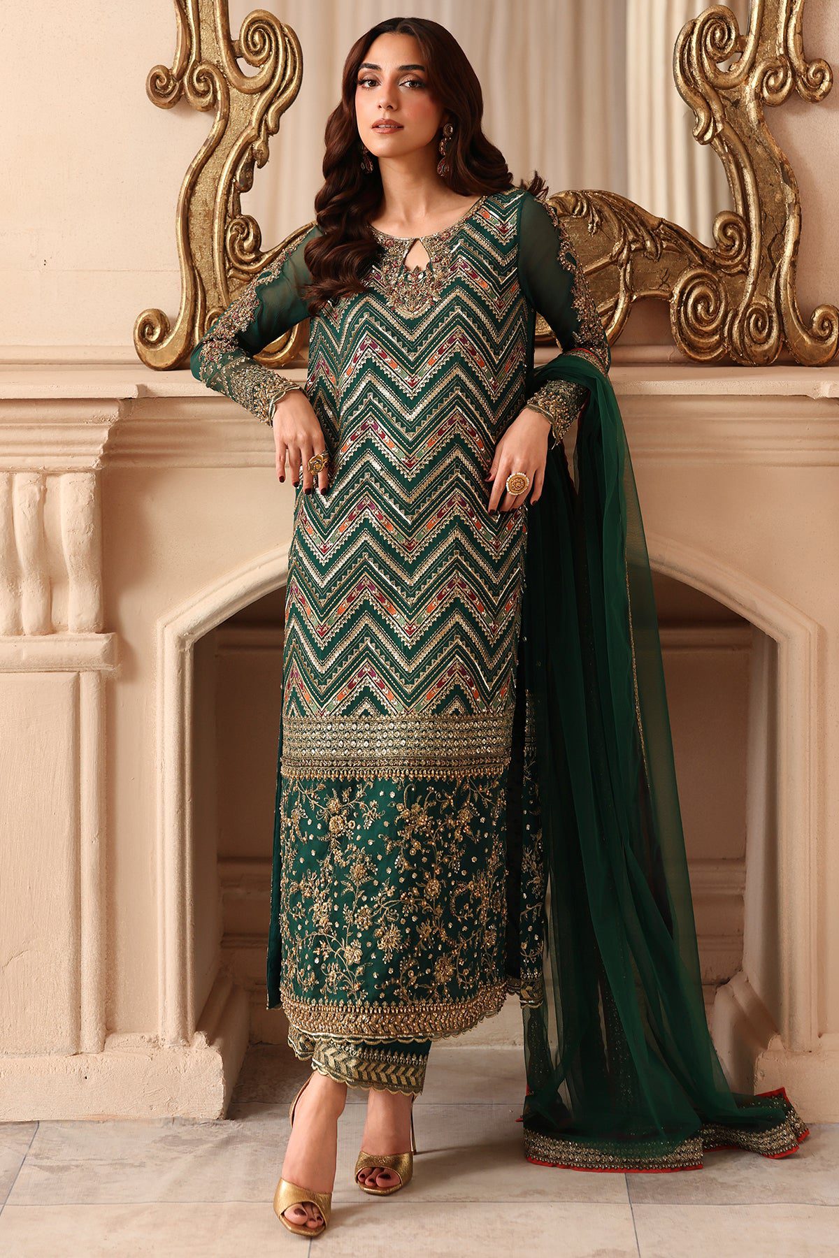 Charizma 3-pc unstitched embroidered luxury chiffon djw6-07 Charizma 3-PC Unstitched Embroidered Luxury Chiffon DJW6-07