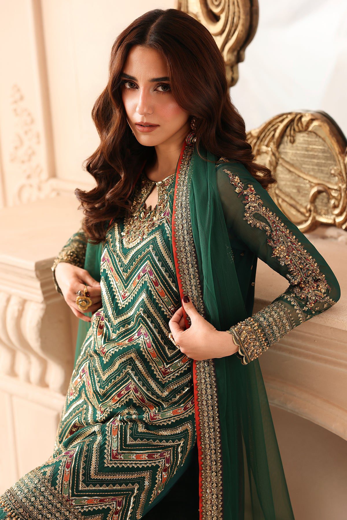 Charizma 3-pc unstitched embroidered luxury chiffon djw6-07– detail view 6 Charizma 3-PC Unstitched Embroidered Luxury Chiffon DJW6-07– detail view 6