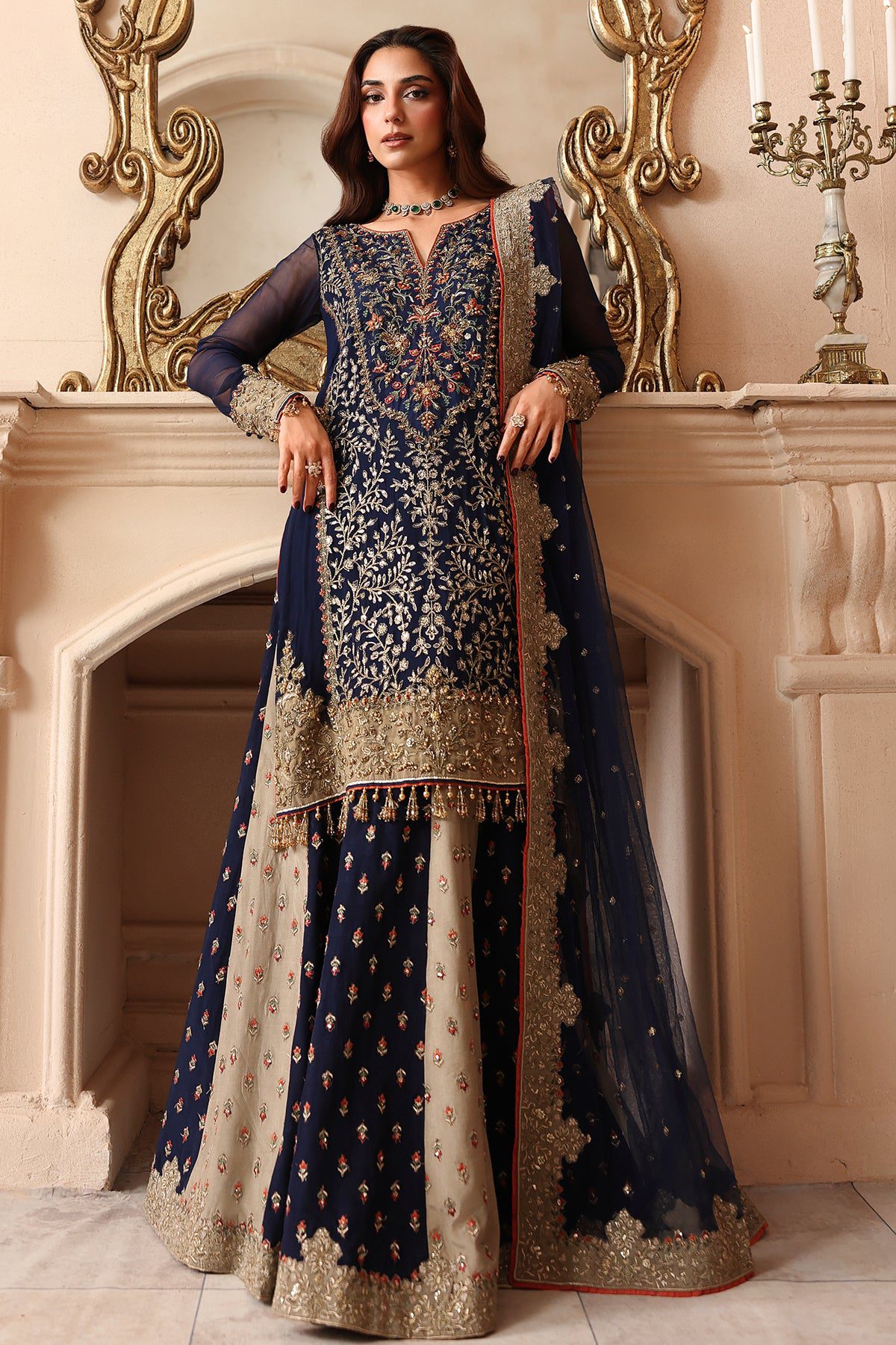Charizma 3-pc unstitched embroidered luxury chiffon djw6-02 Charizma 3-PC Unstitched Embroidered Luxury Chiffon DJW6-02