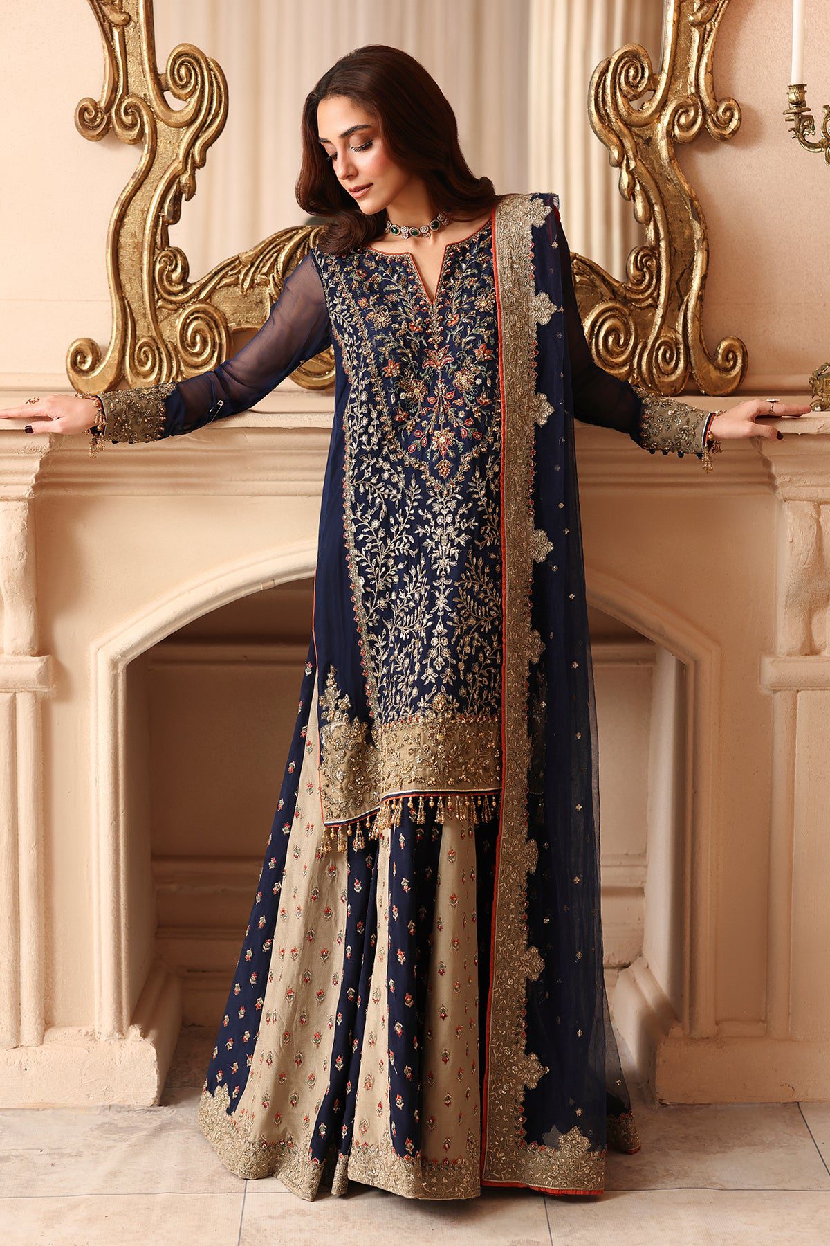 Charizma 3-pc unstitched embroidered luxury chiffon djw6-02– detail view 2 Charizma 3-PC Unstitched Embroidered Luxury Chiffon DJW6-02– detail view 2