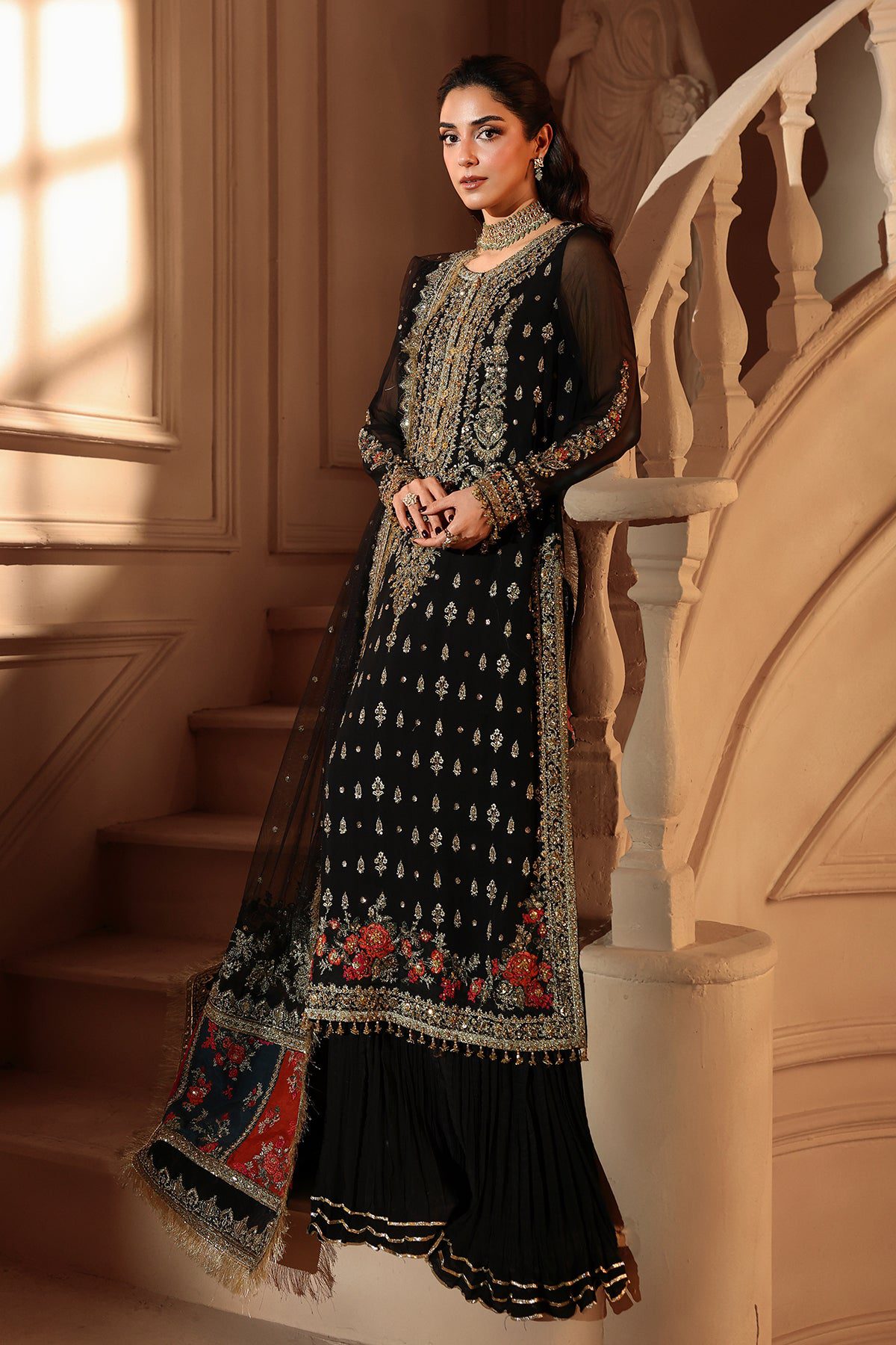 Charizma 3-pc unstitched embroidered luxury chiffon djw6-04– detail view 3 Charizma 3-PC Unstitched Embroidered Luxury Chiffon DJW6-04– detail view 3