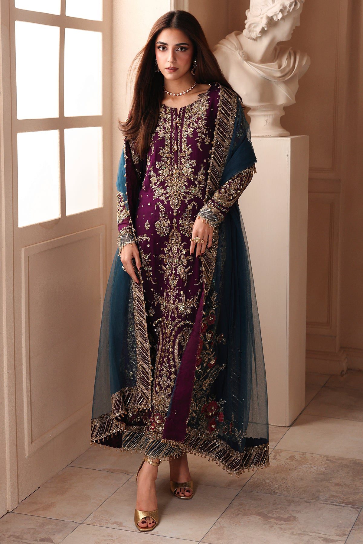 Charizma 3-pc unstitched embroidered luxury chiffon djw6-01 Charizma 3-PC Unstitched Embroidered Luxury Chiffon DJW6-01