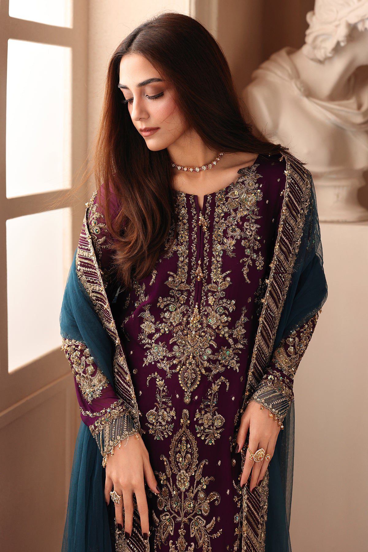 Charizma 3-pc unstitched embroidered luxury chiffon djw6-01– alternate view Charizma 3-PC Unstitched Embroidered Luxury Chiffon DJW6-01– alternate view