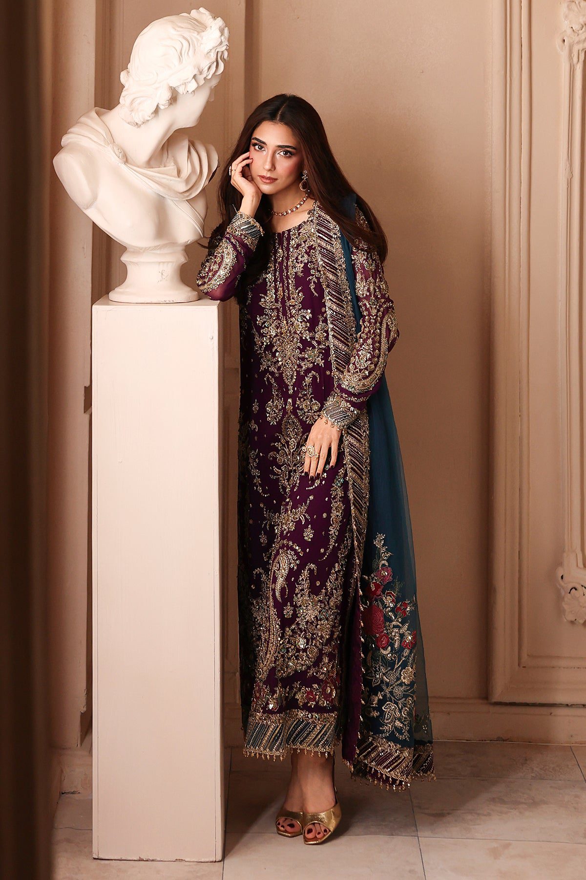 Charizma 3-pc unstitched embroidered luxury chiffon djw6-01– detail view 6 Charizma 3-PC Unstitched Embroidered Luxury Chiffon DJW6-01– detail view 6