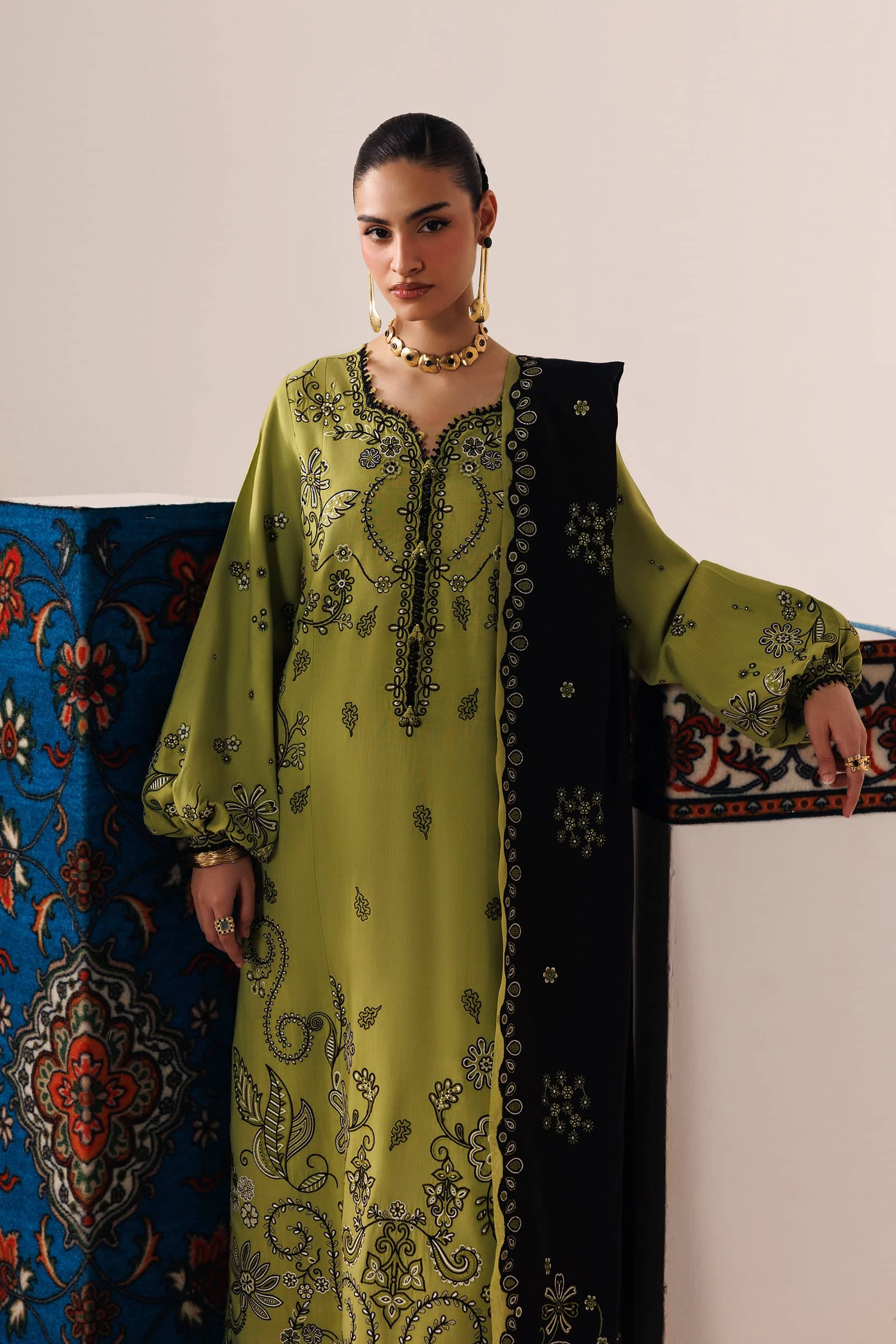 Qline linen '26 qalamkar | qlw-01 amarah– alternate view Qline Linen '26 Qalamkar | QLW-01 AMARAH– alternate view