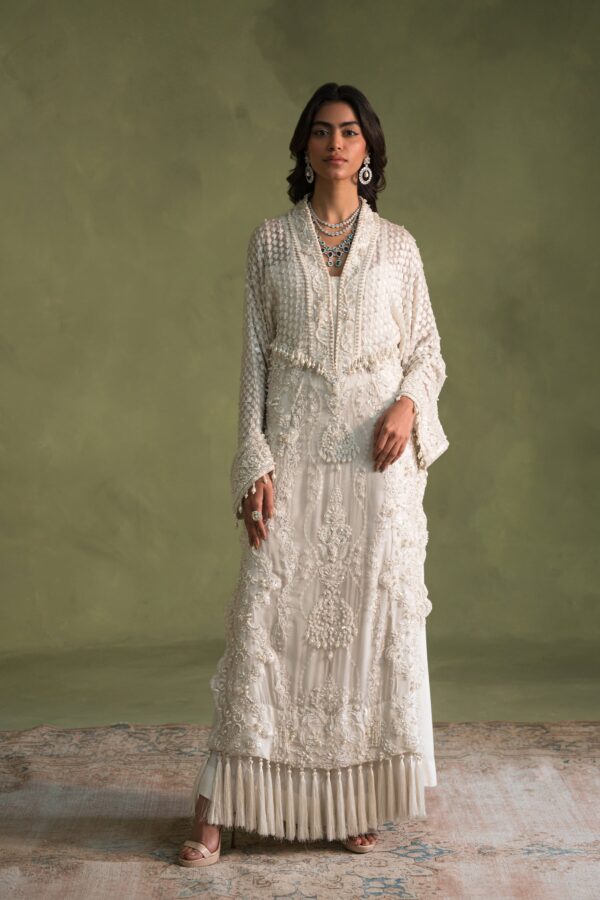 AK Kaftans Ammara Khan | Pearl White Magic (D-14-B)
