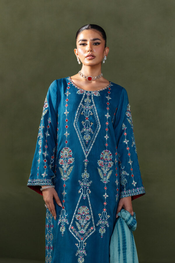 Ak kaftans ammara khan | classic teal blue kaftan (d-02)– detail view 2 AK Kaftans Ammara Khan | Classic Teal Blue Kaftan (D-02)– detail view 2