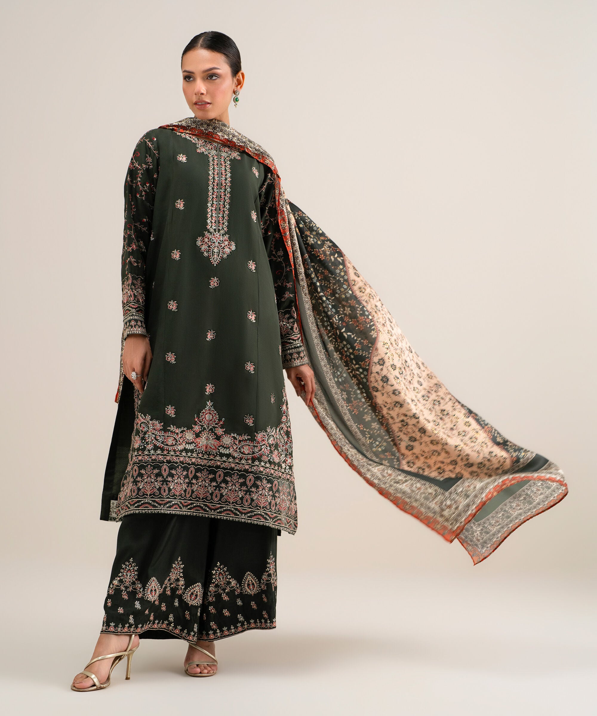 3pelxs26v734_2 Sapphire Women's Unstitched Embroidered Blended Raw Silk Green 3 Piece Suit – 3PELXS26V734