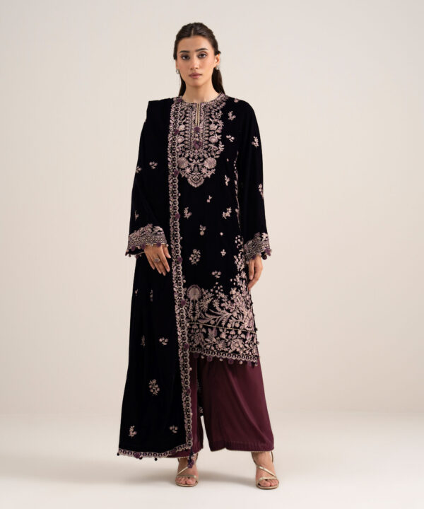 Sapphire Women's Unstitched Embroidered Velvet Purple 3 Piece Suit – 3PELXS26V814