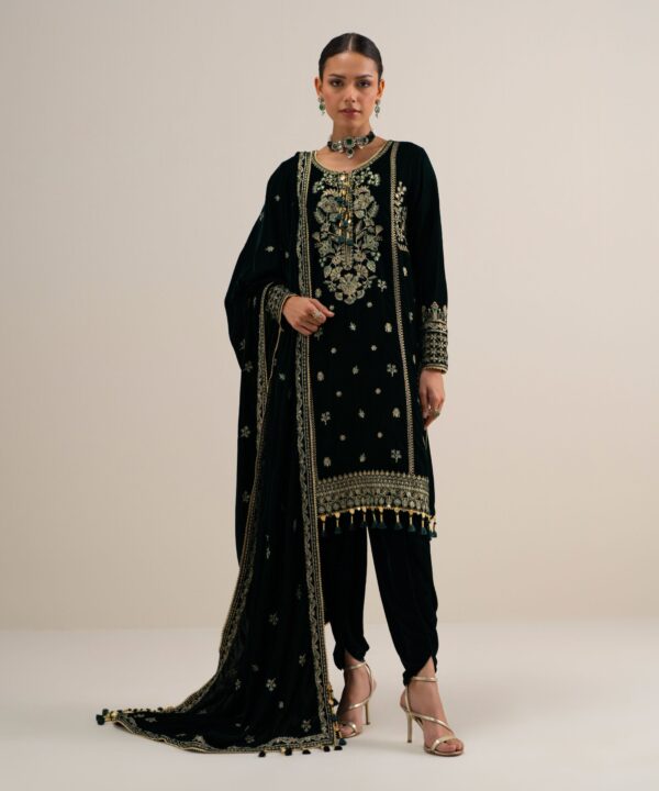 Sapphire Women's Unstitched Embroidered Velvet Dark Green 3 Piece Suit – 3PELXS26V816