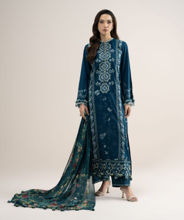 Sapphire Women's Unstitched Embroidered Dobby Teal Green 3 Piece Suit – 3PELXS26V820