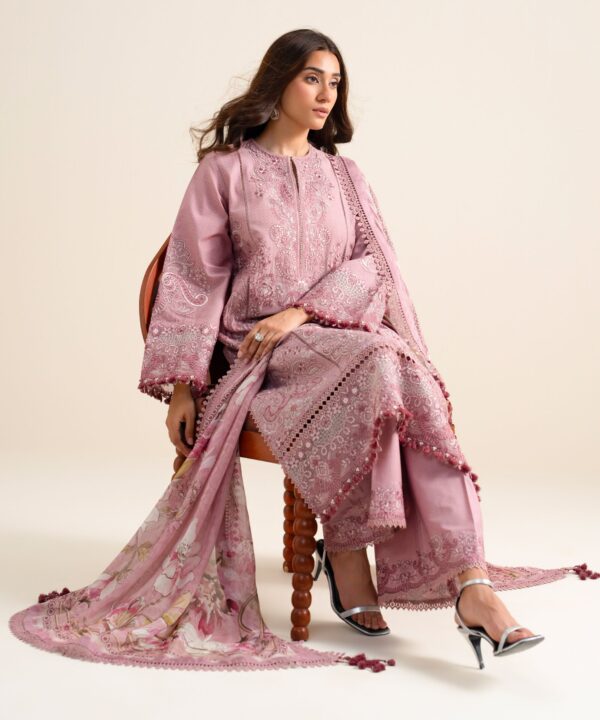Sapphire Women's Unstitched Embroidered Dobby Mauve 3 Piece Suit – 3PELXS26V821