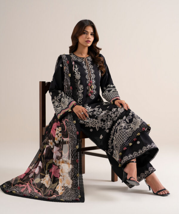 Sapphire Women's Unstitched Embroidered Dobby Black 3 Piece Suit – 3PELXS26V823