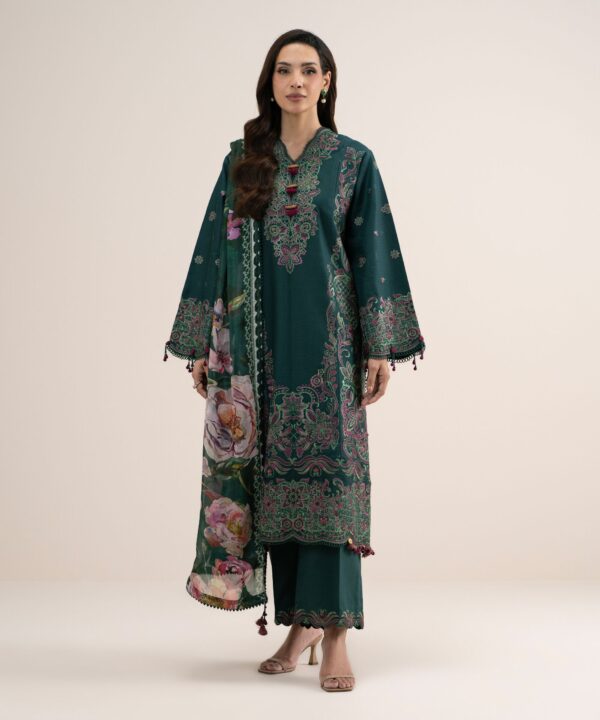 Sapphire Women's Unstitched Embroidered Dobby Green 3 Piece Suit – 3PELXS26V824
