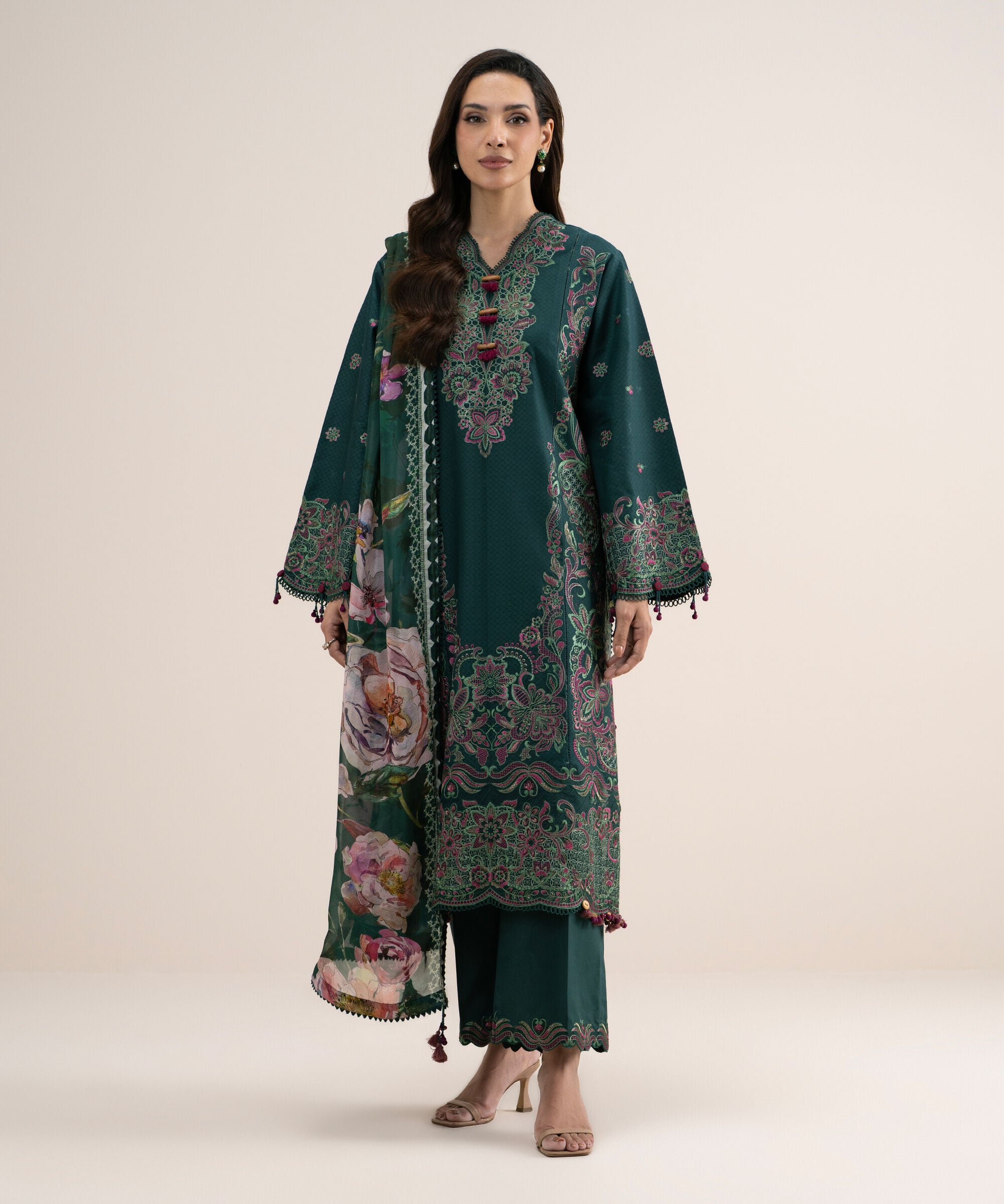 3pelxs26v824_2 Sapphire Women's Unstitched Embroidered Dobby Green 3 Piece Suit – 3PELXS26V824