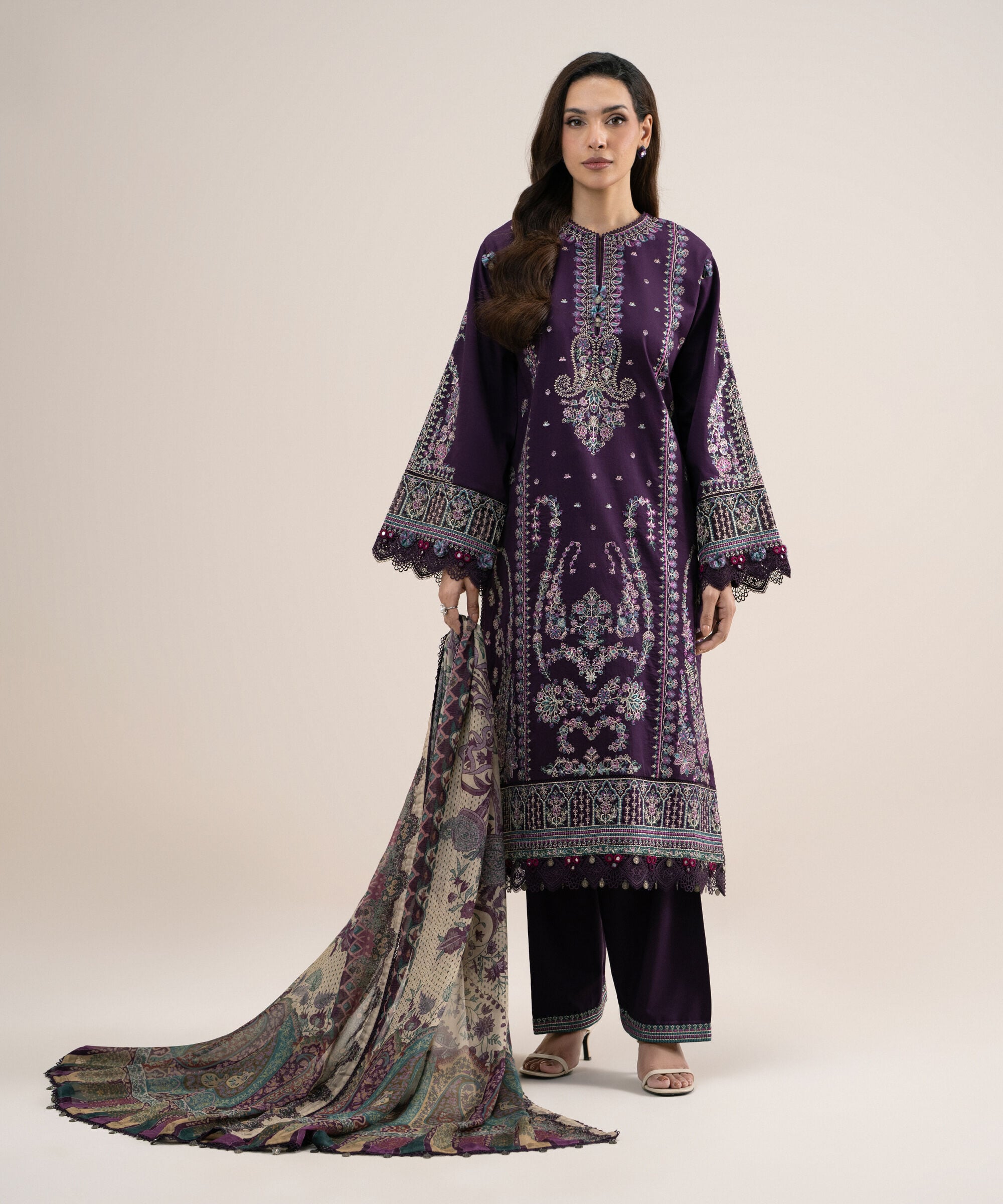 3pelxs26v826_2 Sapphire Women's Unstitched Embroidered Fine Cotton Satin Purple 3 Piece Suit – 3PELXS26V826