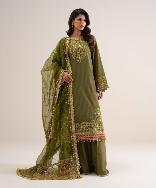 Sapphire Women's Unstitched Printed Blended Grip Silk Green 3 Piece Suit – 3PELXS26V833